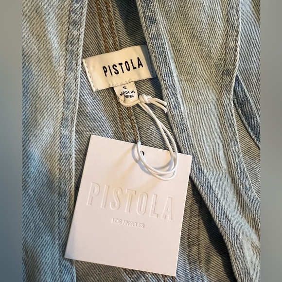 Pistola Denim Beatrix Short Overalls in Surfrider Size Small NWT - Picture 7 of 8